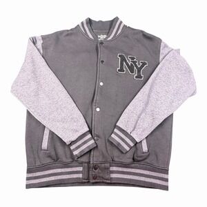 Infinity NY Letterman Varsity Jacket Gray Snap Button Unisex Size XL